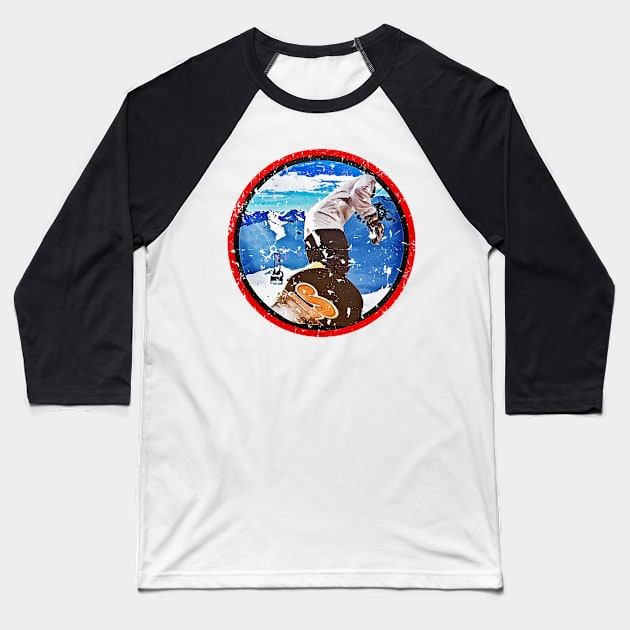 ski mountains snowboarding vintage skiing 80's Baseball T-Shirt by Captain-Jackson